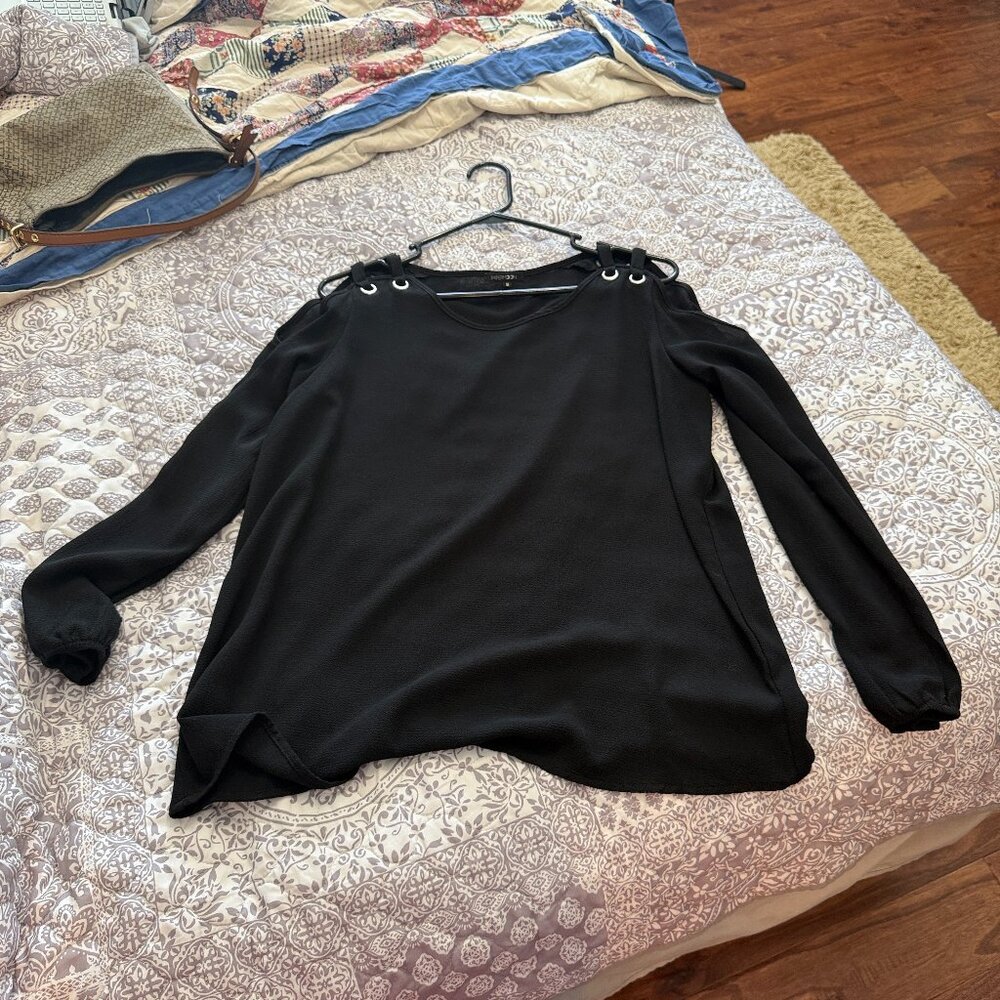 Papermoon Women's Long Sleeve Black Blouse Medium
